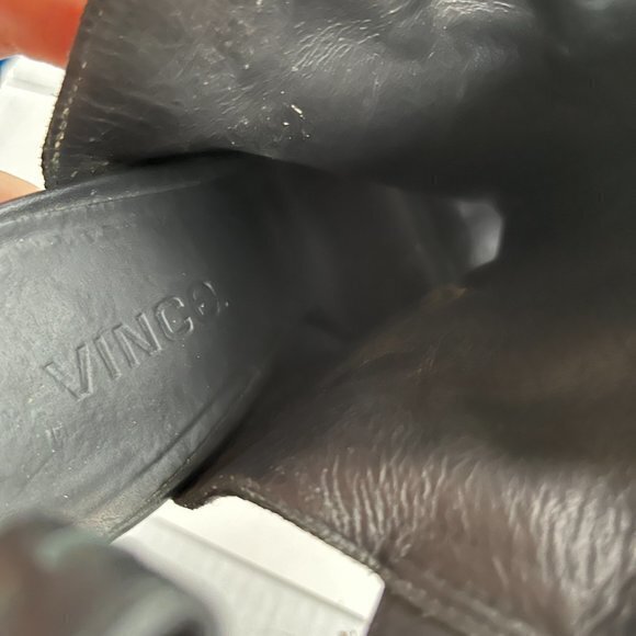 VINCE MADE IN ITALY BLACK SUEDE HIGH HEELED ANKLE BOOTS OPEN TOE WOMENS SIZE 9M - Picture 6 of 9